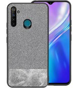 Resim Microcase Realme 5 Pro Fabrik Serisi Kumaş Ve Deri Desen Kılıf - Gri 