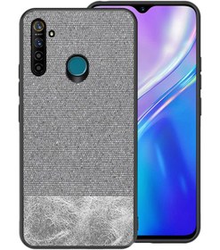 Resim Microcase Realme 5 Pro Fabrik Serisi Kumaş Ve Deri Desen Kılıf - Gri 