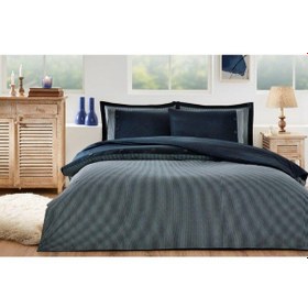 Resim Özdilek 4 Yastık Kılıflı Nevresim Takımı Ranforce Çift Kişilik Lacıvert Naturel Lacivert 