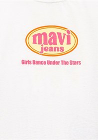 Resim Mavi Gırls Just Wanna Have Fun Baskılı Tişört Krem 