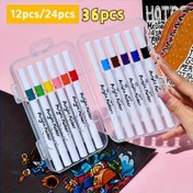 Resim 12'li/24'lü/36'lı Akrilik Marker Seti - Sanat Boyama DIY Fırçaları - Su Geçirmez Hızlı Kuruyan - Büyük Kapasiteli - Opak - Plastik Yüzeyler İçin Uygun - Çizim, Eskiz ve Renklendirme için Mükemmel Okula Dönüş Hediye Kırtasiyesi 