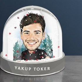 Resim Yakışıklı Erkek Karikatürlü Kar Küresi 