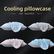 Resim 2 Adet Soğutucu Yastık Kılıfı - Yaz Rahatlığı için Yumuşak, Nefes Alabilen %100 Polyester Yatak Örtüsü, Açık Mavi ve Bej Şık Desenlerle, Makinede Yıkanabilir 