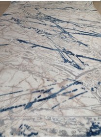 Resim Aslan Home Krem Mermer Desen Yıkanabilir Kaymaz Taban Dört Mevsimlik Salon Banyo Balkon Genç Odası Kesme Yolluk Mavi 2 