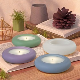 Resim DIY için 1 Adet Yuvarlak Silikon Mum Tutucu Kalıp, Reçine ve Alçı El Sanatları - Çok Yönlü Ev Dekor Döküm Aracı 