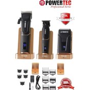 Resim Powertec TR-5400 Saç Sakal & Günlük Tıraş & Ense Çizim Profesyonel Berber Tıraş Makinesi 3'lü set 