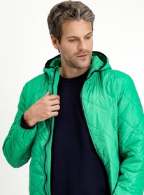 Resim Çimen Yeşili Kapüşonlu Kapitone Spor Mont - Regular Fit / Çimen Yeşili / 52 