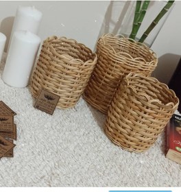 Resim gudelidekor Hasır Bambu Rattan Banyo Organizeri 3 Lü 