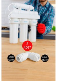 Resim Su Arıtma Cihazı Hortum Birleştirme Dirseği 6 MM Hortum Quick -5 Adet 