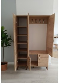 Resim Zerkaconcept Belin 3 Kapaklı Portmanto Vestiyer Ayakkabılık Dolap Meşe - M1 Meşe 