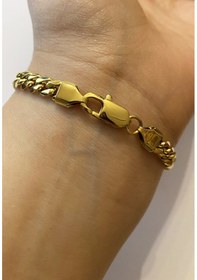Resim Erkek 6 Mm Zincir Çelik Bileklik Gold 