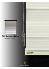 Resim Br Demor Home Geniş Pliseli Ekru Zebra Stor Güneşlik Perde Metal Kasa Ekru 