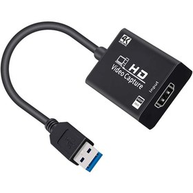 Resim 4K HD Video Capture Kablo, USB HDMI Adaptör Çevirici Siyah 