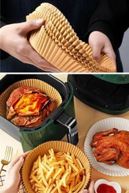 Resim Hane Dostu 200 Adet Yuvarlak Model Yanmaz Yapışmaz Yağ Geçirmez Airfryer Pişirme Kağıdı 