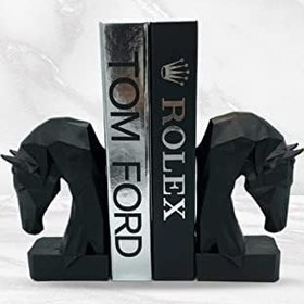 Resim Nirvana 2'li Siyah At Kafası Kitap Tutucu Dekoratif Aksesuar 