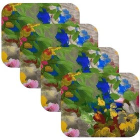 Resim Knsz oturma minderi 4 lü artis&mutlu çiçek desen tel bar taburesi sandalyesi için 