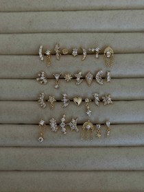 Resim 925 gümüş mix oval kesim piercing - Gold 