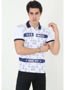Resim Erkek Yakalı Slim Fit Baskılı T-shirt - Beyaz Beyaz 