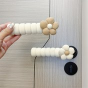 Resim 2 Adet Çiçek Desenli Kapı Kolu Koruyucu, Dekoratif Anti-Statik ve Sessiz Duvar ve Kilit Koruma 