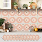 Resim 12'li Bohem Çiçek Desenli Fayans Sticker Paketi - Mutfak Arka Duvarı, Banyo ve Merdiven Dekoru için Kendinden Yapışkanlı PVC Geometrik Desenli Çıkarılabilir Etiketler, Kolay Yapıştır & Sök Tasarımlı Kare Dikey Karolar 