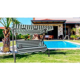 Resim Viphomeconcept Süngersiz Salıncak Minderi Kılıfı 3 Kişilik Kılıf Yeşil-Krem (454224770) Yeşil 
