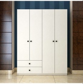 Resim toccomobilya Tocco 1021 Inci 4 Kapaklı 2 Çekmeceli Askılıklı Gardırop 