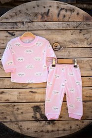 Resim Pamuklu Bulut Desenli Kız Erkek Bebek Pijama İkili Takım 