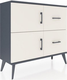 Resim Arges Şifonyer Tek Raflı 2 Çekmeceli 2 Kapaklı 88x30x80 Antrasit-aytaşı Aytaşı 