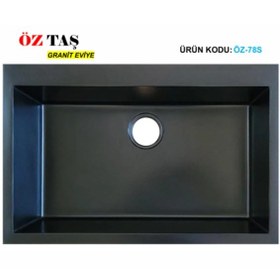 Resim Öztaş ÖZ-78s Granit Mutfak Eviye Siyah Tek Gözlü 50 x 78 CM 