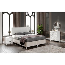 Resim GuneyStore Komple Mdf Paris 6 Kapaklı Beyaz Yatak Odası Takımı Bazalı 