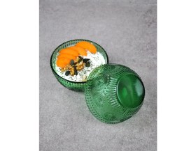 Resim 4 Adet Zümrüt Yeşili Cam Bowl Kase Çorba Sunum Kahvaltılık Yulaf Kasesi-Phoenix 
