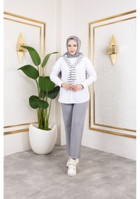 Resim Nevayla Moda Beli Lastikli Keten Pantolon - Gri / A0104 Gri 