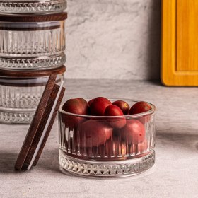 Resim Snippy Bella 6'lı 235 ml Cam Vakumlu Kahvaltılık Çerezlik Baharatlık Ahşap Kapaklı Saklama Seti 