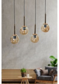 Resim Liza 4 Lü Gold-siyah Metal Gövde Bal Rengi Camlı Tasarım Lüx ... Gold 