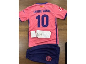 Resim Barcelona Lamine Yamal 25/26 Sezon Özel Tasarım Deplasman Çocuk Forma Takımı 4 Parça Forma +Şort +Çorap + Bileklik Hediye 