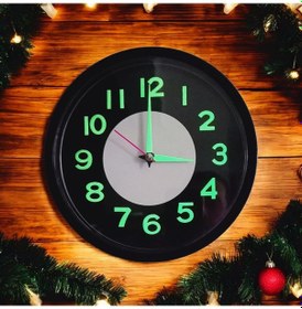 Resim Fosforlu Kabartma Rakam Küçük Çocuk Odası Siyah Duvar Saati Çap 22 Cm Siyah 