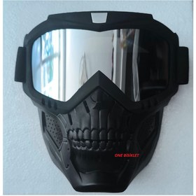Resim MYG Jet Maske Kask Maskesi Kuru Kafa Yüz Maske Aynalı 