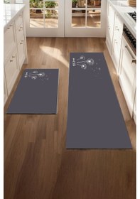 Resim Valerine Life Quiet Life Sakin Yaşam Gri Mutfak Matı Halısı Yıkanır Kaymaz Taban Tezgah Önü Paspası Gri 