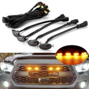 Resim 4 adet Dumanlı Lens Amber LED Araba Dekoratif Işıklar, Ön Gril Dış Aydınlatma, 12V Sert Kablolu Sel Işıkları, Kauçuk Gövdeli, Çoğu Araba ve Kamyon için Evrensel Uyumluluk, Off-Road Araç Aydınlatma | Şık Görünüm | Sert Kablolu Işıklar, Pilsiz 