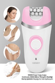 Resim GoldMaster Peri Şarj Standlı Islak Kuru 3 In 1 Cilt Yüz Temizleme Fırçalı Epilatör Epilasyon Güzellik Seti 