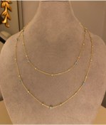 Resim emy by emel luxury silver jewelry Çift Zincirli Nazar Boncuklu Kolye Altın Kaplama 925 Ayar Gümüş 