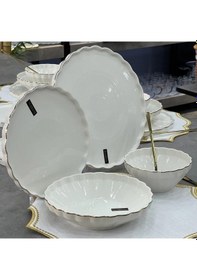 Resim Royking Twist Gold 24 Parça Yemek Takımı Hrn 017 Beyaz- Altın 