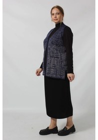Resim Moda Berray Y366 Mavi-beyaz Mozaik Desenli Cepli Mevsimlik Anne Yelek Mavi-beyaz 
