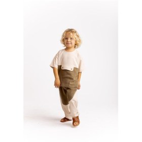 Resim Oliven The Kid İki Renkli Keten Erkek Çocuk Pantolon Caramel Caramel Kahverengi 