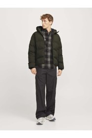 Resim Jack&Jones Oversize Kapüşonlu Şişme Mont - Kışlık Erkek Mont - Haki / XL 