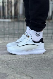 Resim Joy Man J062 Bağcıklı Ortopedik Taban Triko Erkek Sneaker Günlük Spor Ayakkabı BT Beyaz/Siyah 