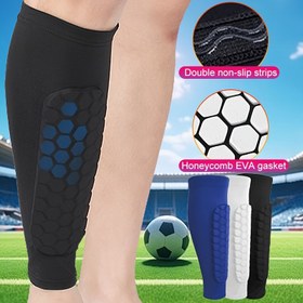 Resim 1 adet Hafif Futbol Bacak ve Baldır Kompresyon Kolluğu, Petek Pedli - Futbol, Basketbol, Koşu, Spor Salonu için Destek - Siyah/Mavi/Beyaz - Kaymaz Kayışlar, Sadece Elde Yıkanır, Spor Önleme, Dayanıklı Spor Ekipmanı 