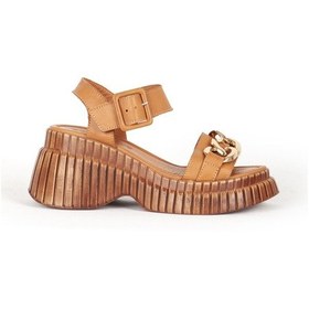 Resim Dericlub Kadın Kemerli Tokalı Dolgu Topuk Sandalet Gerçek Deri Zy 