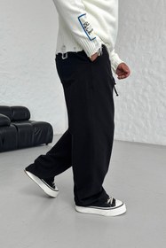 Resim BAGGY KALIP GABARDİN KUMAŞ PANTOLON • SİYAH W11 - S 