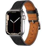 Resim ​​​Watch 44mm Uyumlu KRD-76 PU Deri Kordon Strap Kayış CLO- Siyah 